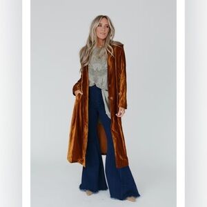 Rust Velvet Long Coat